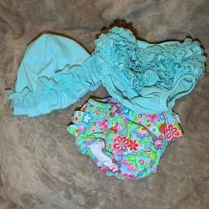 Little girls swim bottoms and Swimcap